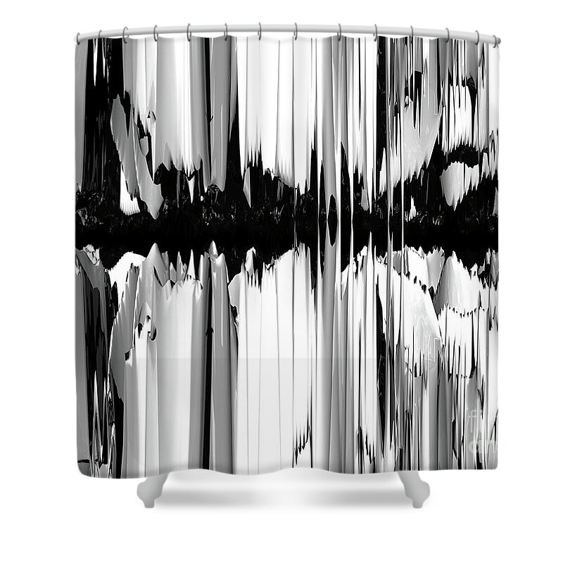Mirror Image Shower Curtain featuring the digital art Monotone Fractal Reflection by Phil Perkins