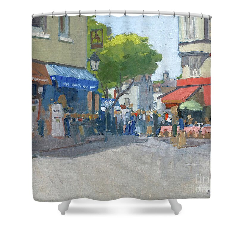 Montmartre Shower Curtain featuring the painting Montmartre - Paris, France by Paul Strahm