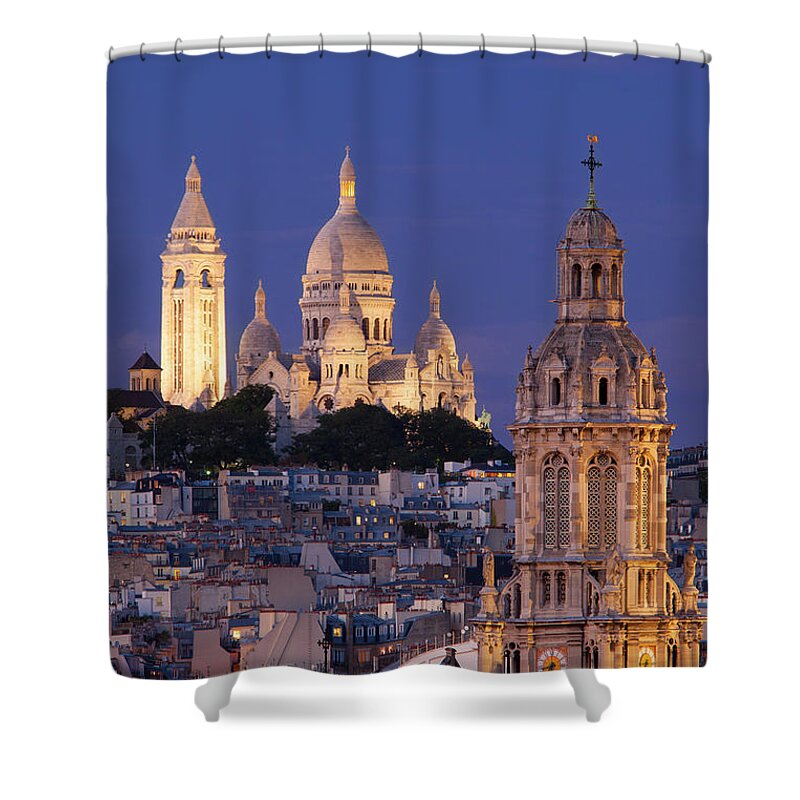 Paris Shower Curtain featuring the photograph Montmartre Twilight - Paris France II by Brian Jannsen
