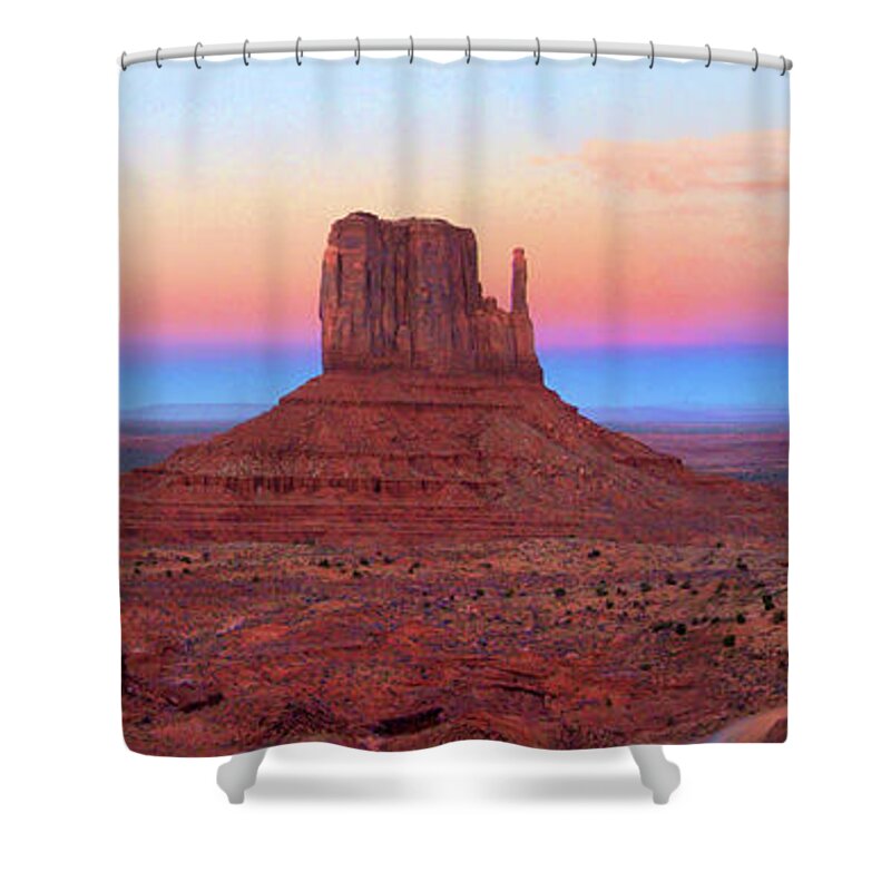Desert Shower Curtain featuring the photograph Monument Valley Just After Dark 2 by Mike McGlothlen