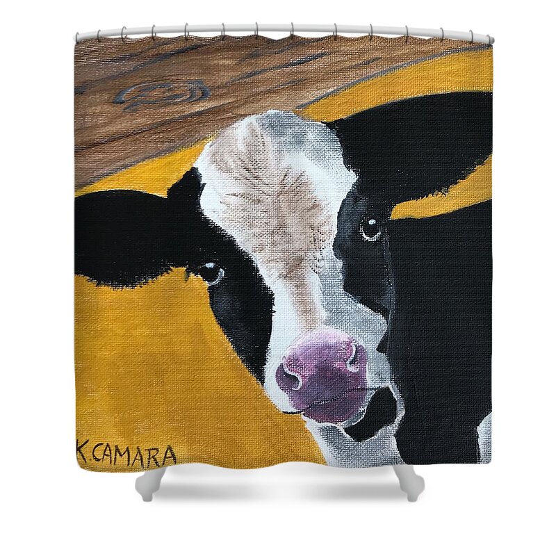 Pets Shower Curtain featuring the painting Moo Cow by Kathie Camara