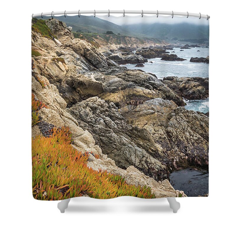 Big Sur Shower Curtain featuring the photograph Moody Shores by Margaret Pitcher