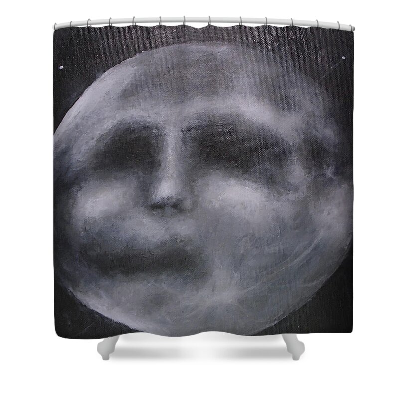 Moon Shower Curtain featuring the painting Moon Man by Jen Shearer