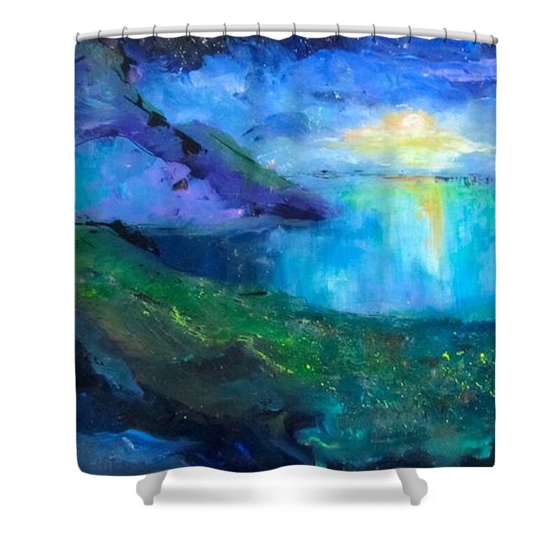 Moon Shower Curtain featuring the painting Moon Rise by Barbara O'Toole