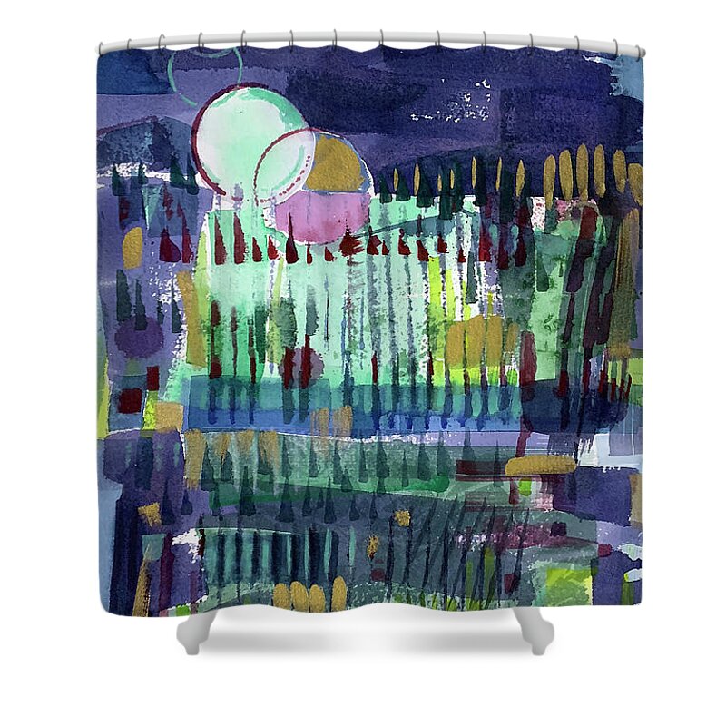Moonscape Shower Curtain featuring the painting Moon Rising by Lisa Tennant