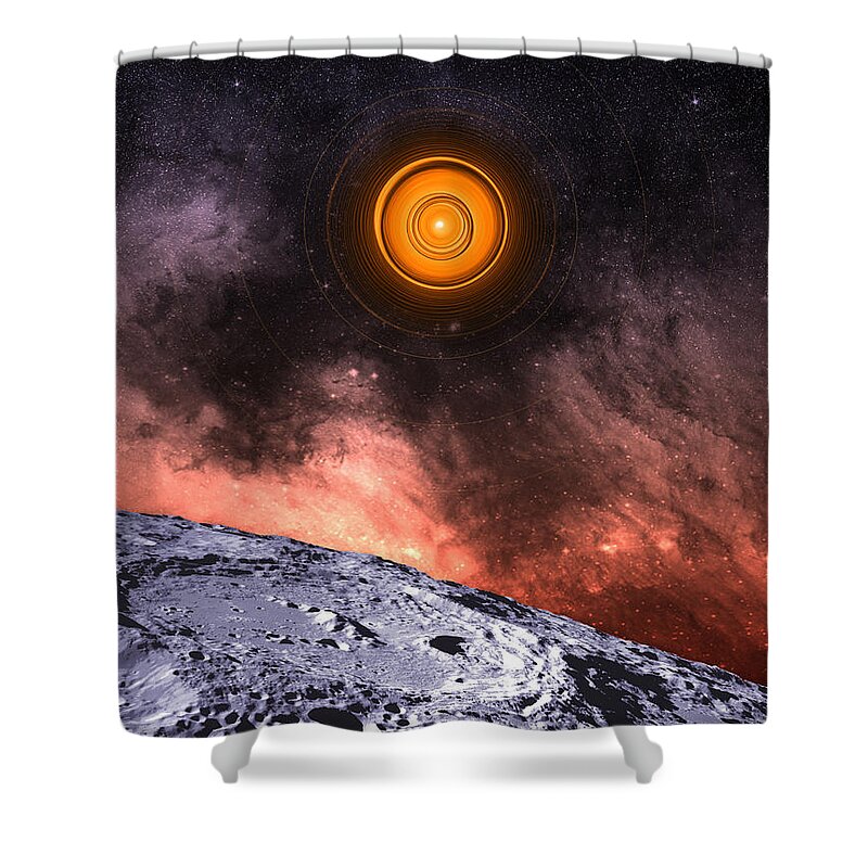 Moon Shower Curtain featuring the digital art Moon View by Phil Perkins