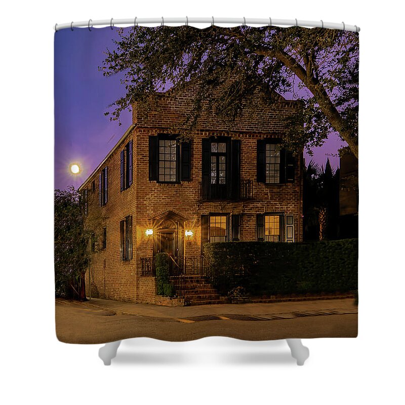 Charleston Shower Curtain featuring the photograph Moonlight in Charleston by Norma Brandsberg