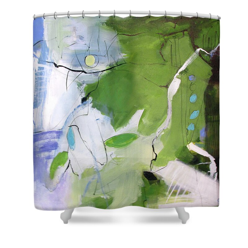 Moonlit Marsh Shower Curtain featuring the painting Moonlit Marsh by Chris Gholson