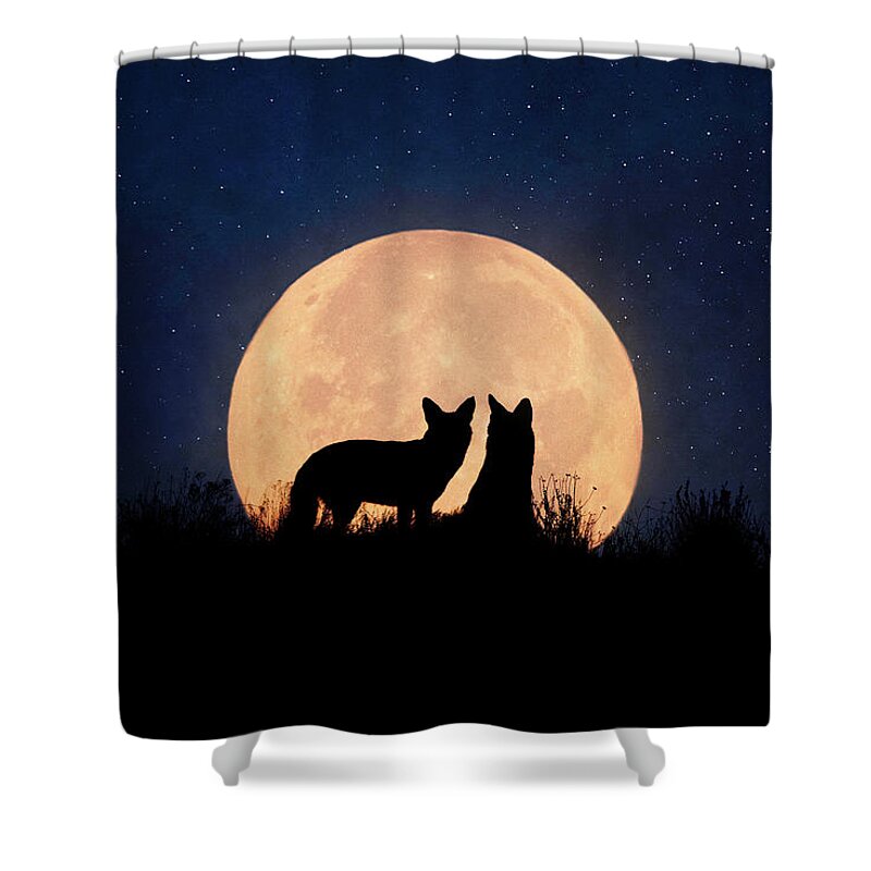 Coyote Shower Curtain featuring the digital art Moonrise by Nicole Wilde