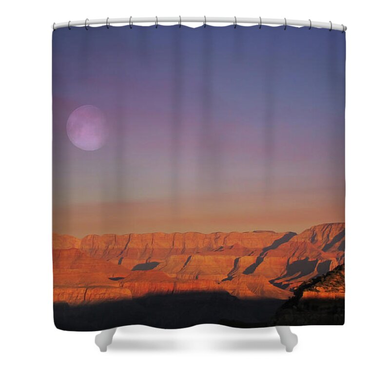 Fine Art Shower Curtain featuring the photograph Moonrise Over the South Rim by Robert Harris