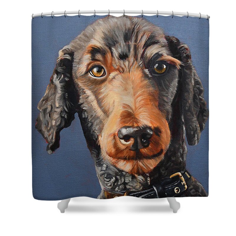 Dog Shower Curtain featuring the painting Moose by Deborah Tidwell Artist