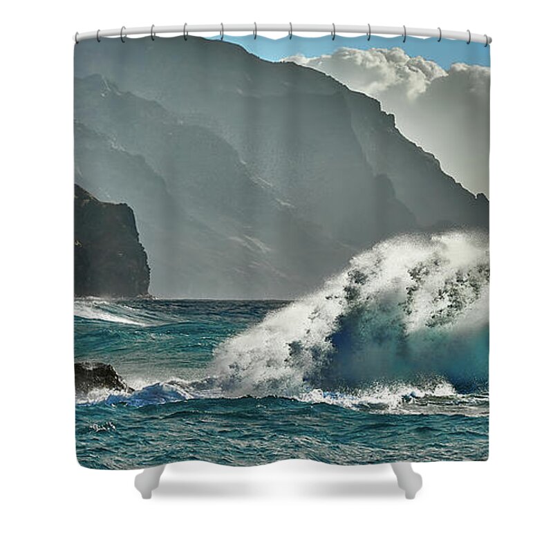 Nature Shower Curtain featuring the photograph More Waves in Kauai by Jon Glaser