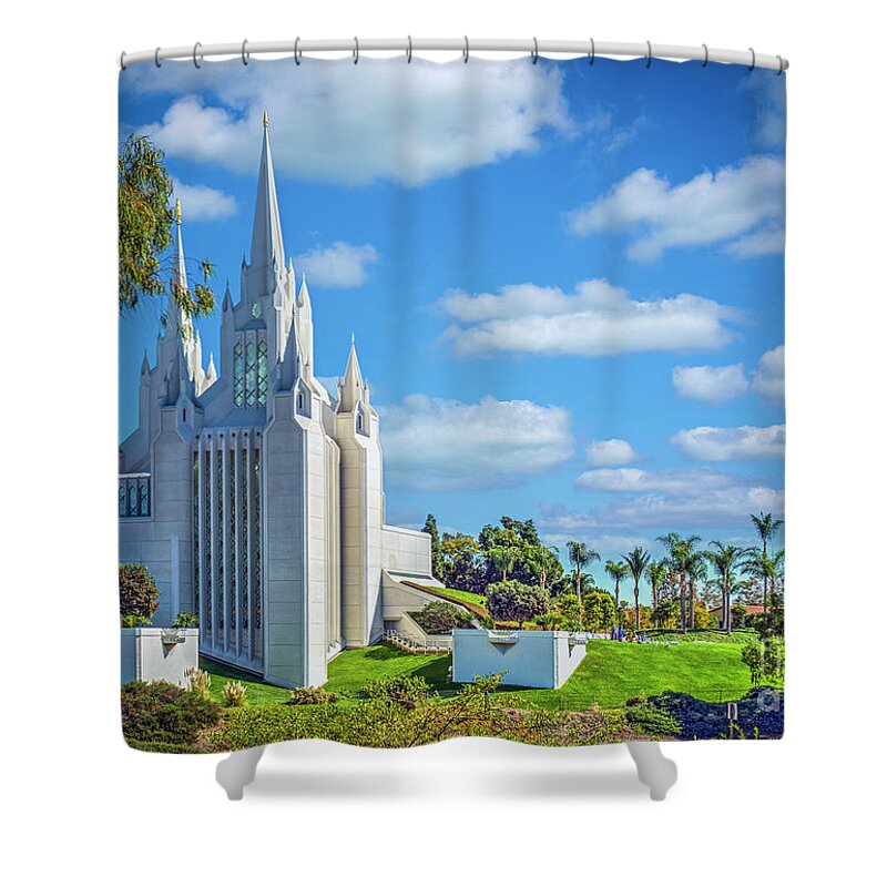 Morman Church Lds Temple Shower Curtain featuring the photograph Mormon LDS Temple by David Zanzinger