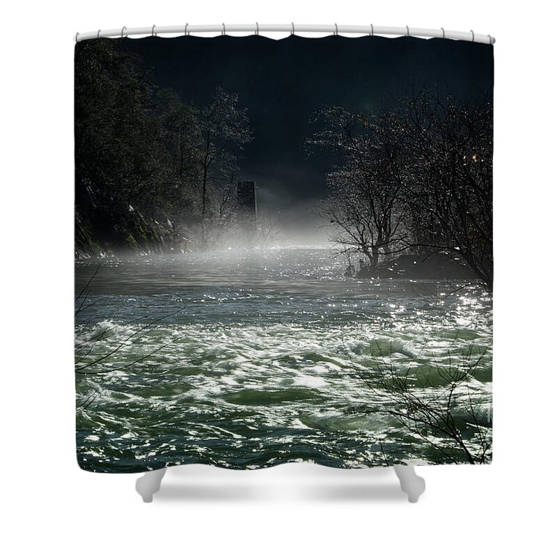 Trestle Shower Curtain featuring the photograph Morning Fog On Emory River by Phil Perkins