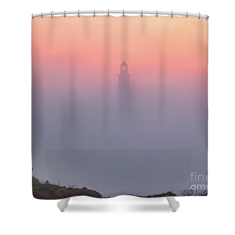 Lighthouse Shower Curtain featuring the photograph Morning Fog Over Montauk Point by Sean Mills