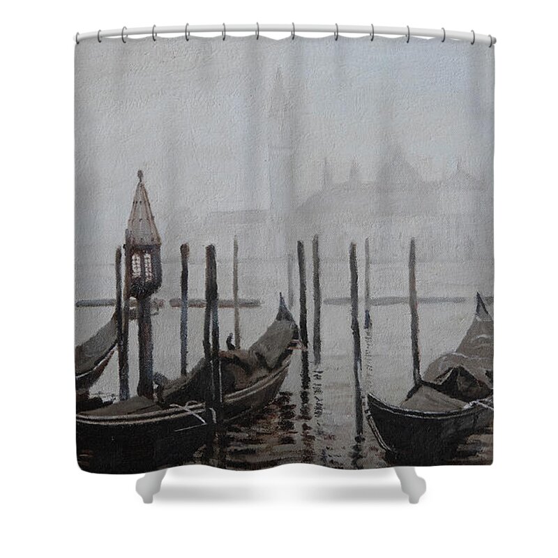 Venice Shower Curtain featuring the painting Morning in Venice by Masami IIDA