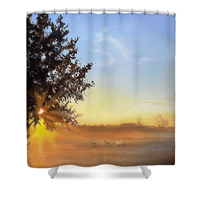 Art Shower Curtain featuring the painting Morning Light by Carolyn Coffey Wallace