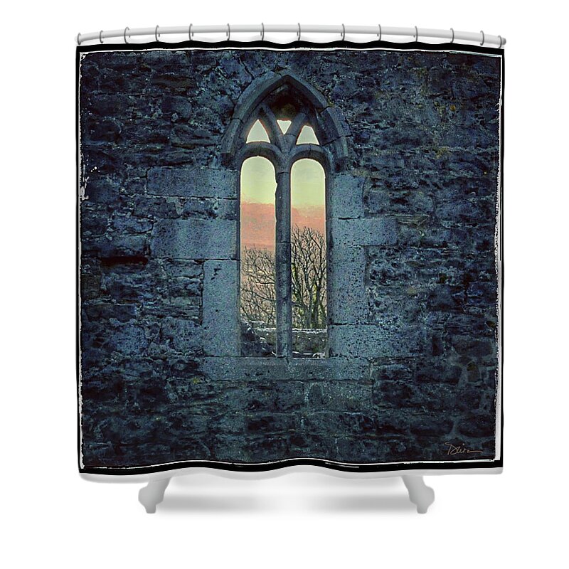 Old Ruins Shower Curtain featuring the photograph Morning Silhouette in Ireland by Peggy Dietz