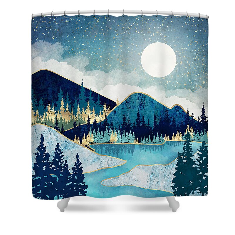 Digital Shower Curtain featuring the digital art Morning Stars by Spacefrog Designs