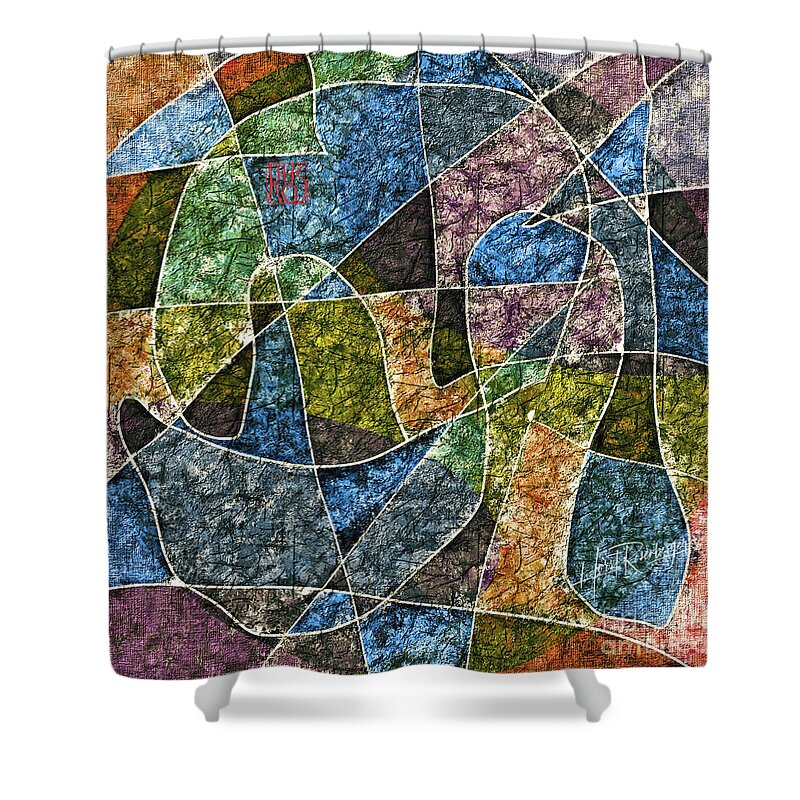 Abstract Shower Curtain featuring the painting Mosaic by Horst Rosenberger
