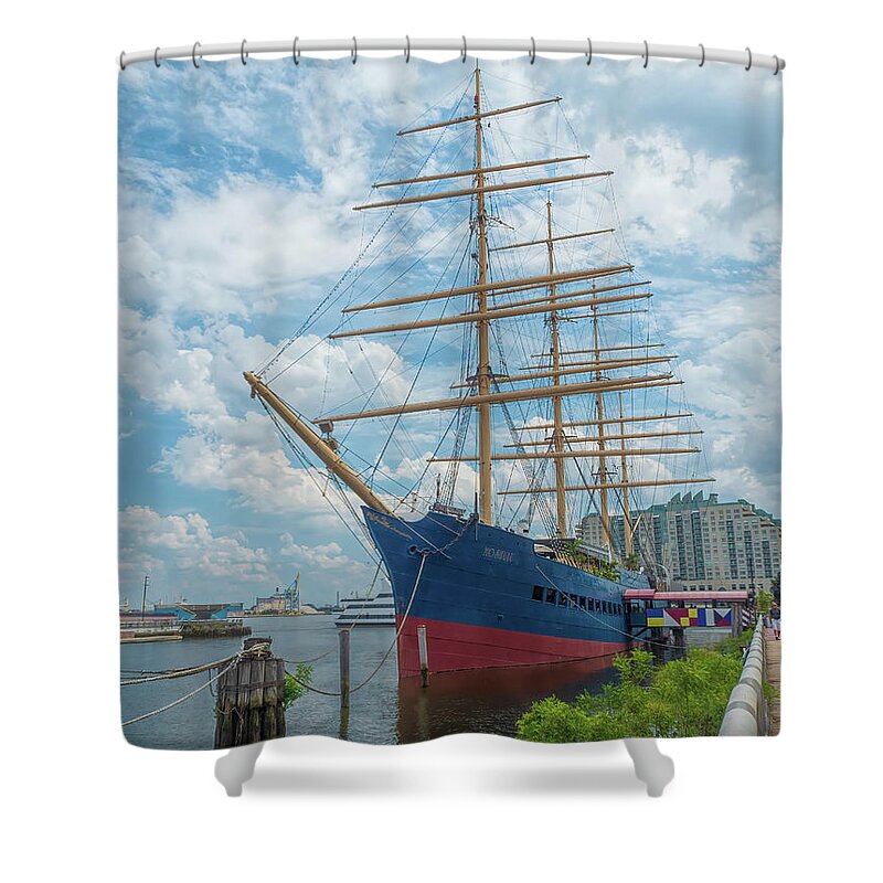 Philadelphia Shower Curtain featuring the photograph Moshulu at Penns Landing by Kristia Adams