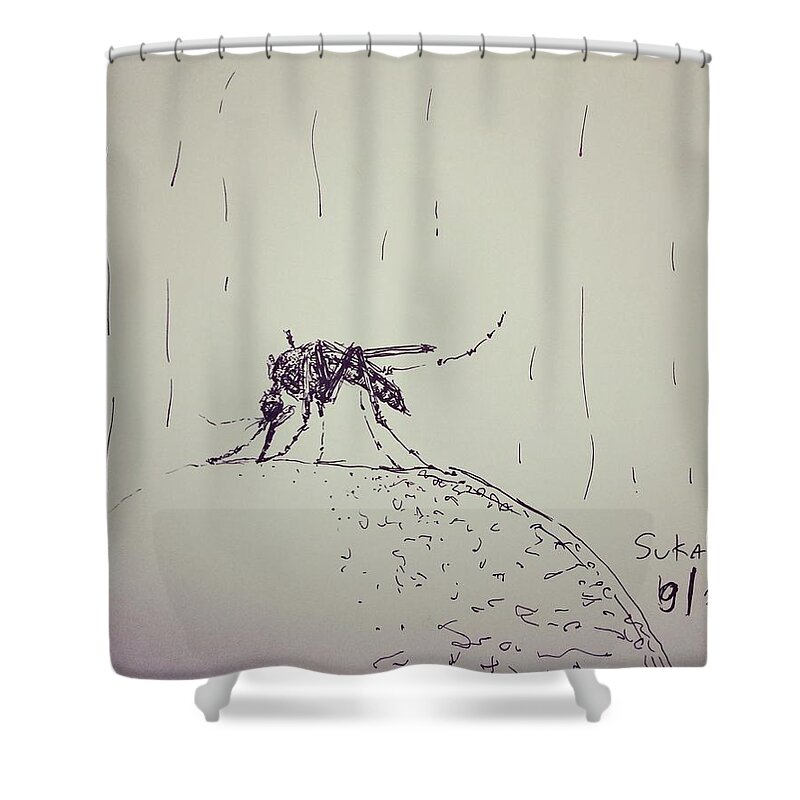 Mosquito Shower Curtain featuring the drawing Mosquito by Sukalya Chearanantana