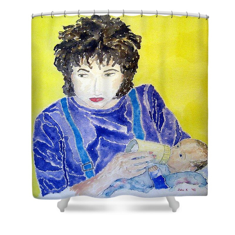 Watercolor Shower Curtain featuring the painting Mother of Lore by John Klobucher
