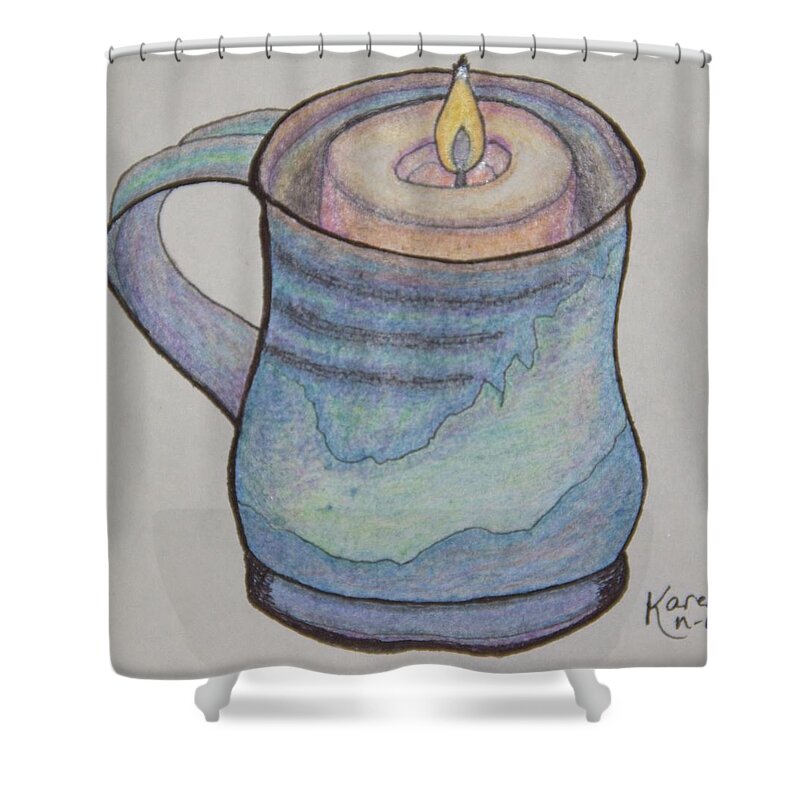 Mug Shower Curtain featuring the drawing Mother's Mug by Karen Nice-Webb
