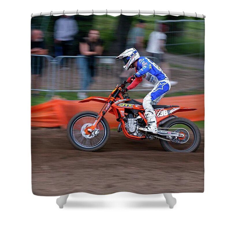 Motocross Shower Curtain featuring the photograph Motocross 11 by Jaroslav Buna