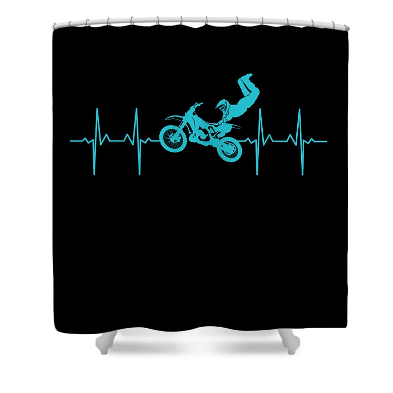 Dirtbike Shower Curtain featuring the digital art Motocross Dirt Bike MX Heartbeat by Jacob Zelazny