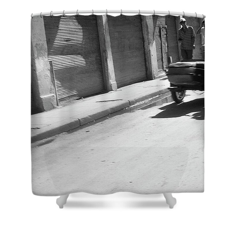 Cuba Shower Curtain featuring the photograph Motorcycle with sidecar in Havana - 2 by RicardMN Photography