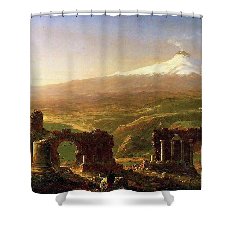 Mountain Shower Curtain featuring the painting Mount Etna by Long Shot