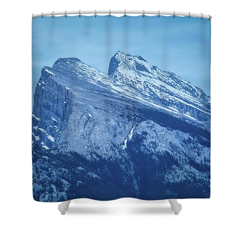 Banff Shower Curtain featuring the photograph Mount Rundle mountain peaks in Banff Canada by Rick Deacon