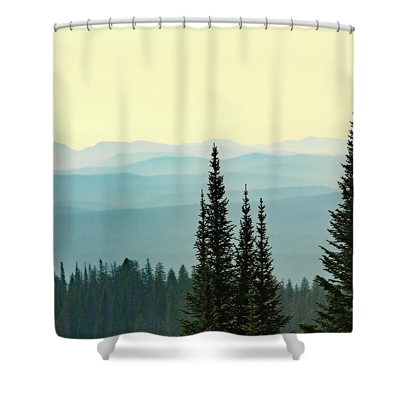 Yellowstone Shower Curtain featuring the photograph Mount Washburn Mist by Todd Klassy