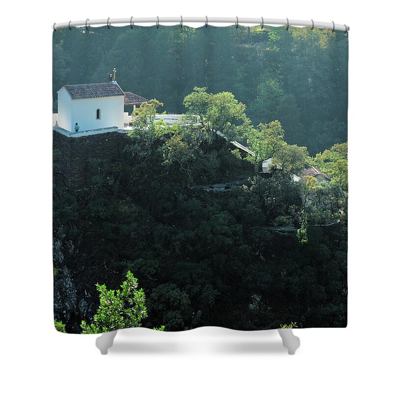 Lousa Shower Curtain featuring the photograph Mountain Chapel in Lousa by Angelo DeVal
