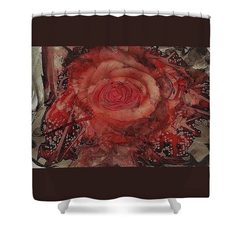 Rose Shower Curtain featuring the painting Mountain Rose by Angela Marinari