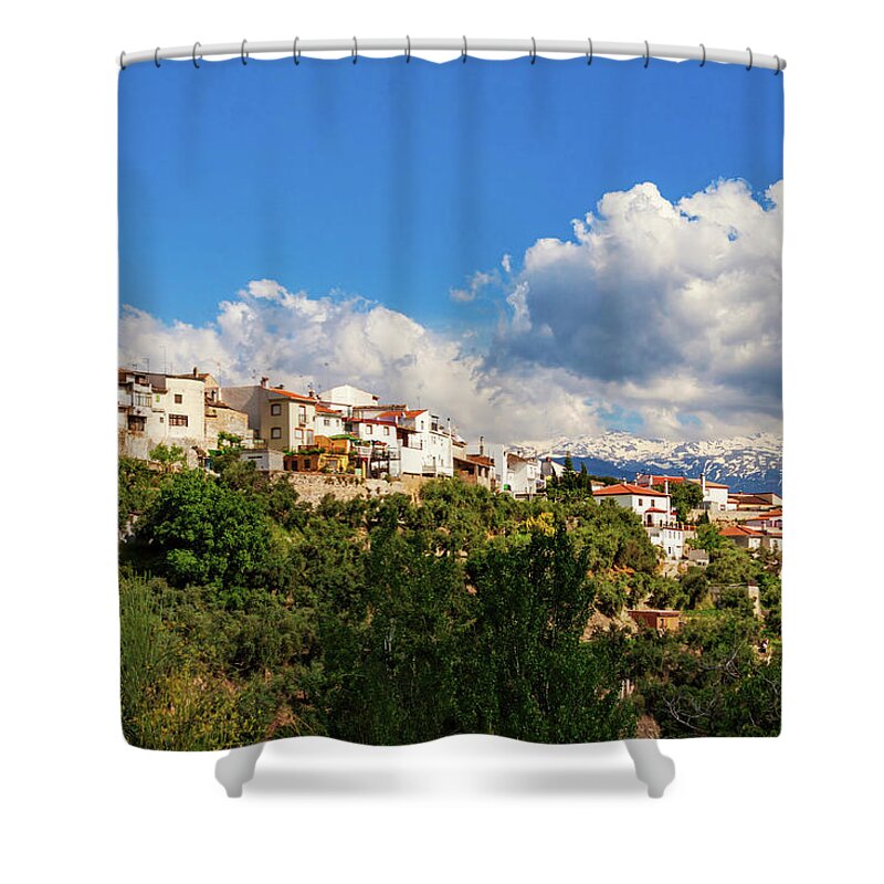 Mountain Village Shower Curtain featuring the photograph Mountain village in Spain by Tatiana Travelways