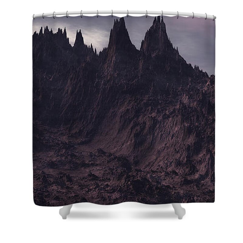 Lovecraft Shower Curtain featuring the digital art Mountains of Madness by Bernie Sirelson