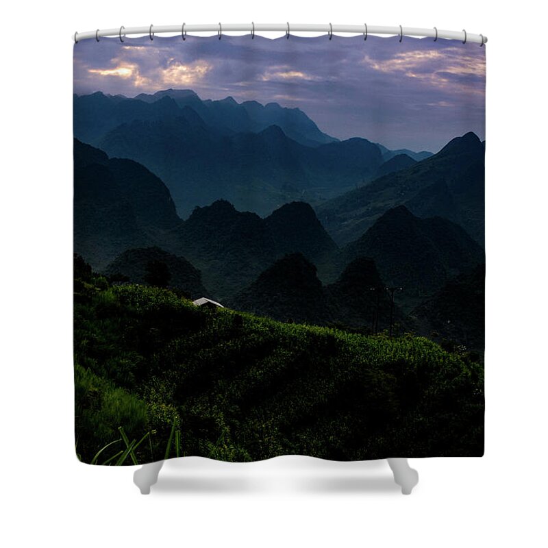 Ha Giang Shower Curtain featuring the photograph Waiting For The Night - Ha Giang Loop Road. Northern Vietnam by Earth And Spirit