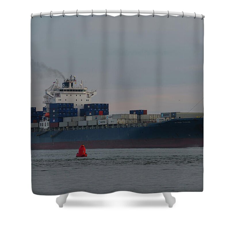 Hyundai Tianjin Shower Curtain featuring the photograph Moving the Goods - Hyundai Tianjin by Dale Powell