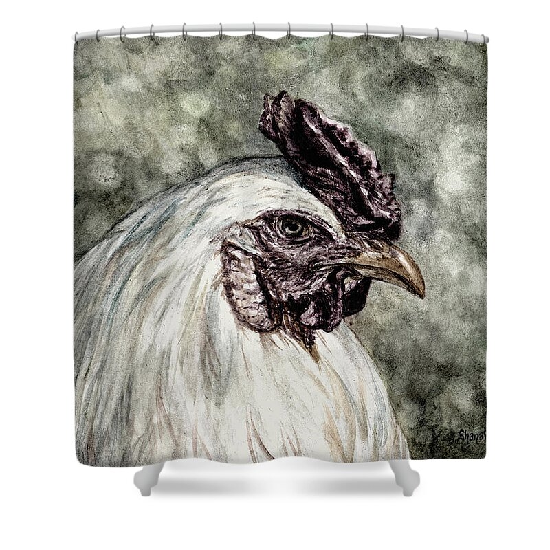 Rooster Shower Curtain featuring the painting Mr. Magee by Shana Rowe Jackson