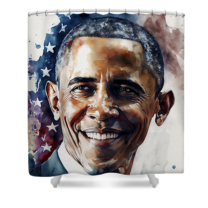 Barack Obama Shower Curtain featuring the digital art Mr. President by Kai Saarto
