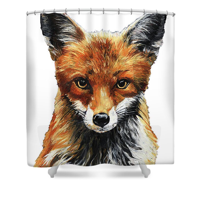 Fox Shower Curtain featuring the painting Mrs. Fox Oil Painting with White Background by Ashley Lane