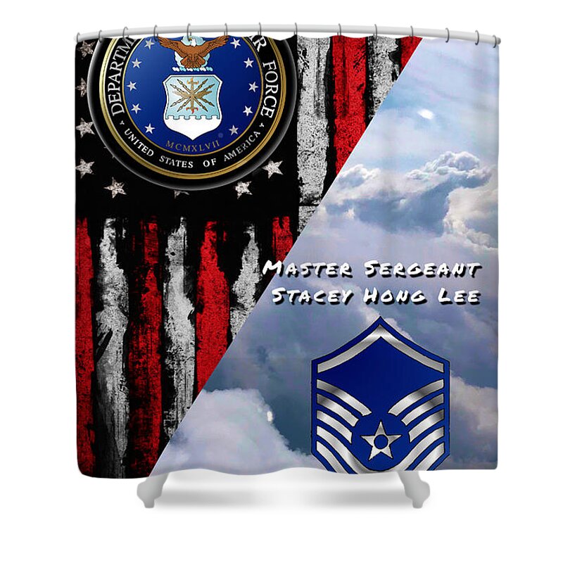 Master Shower Curtain featuring the digital art MST SGT Lee by Bill Richards