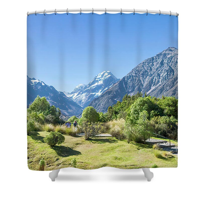New Zealand Shower Curtain featuring the photograph Mt. Cook from the Aoraki National Park, New Zealand #5 by Elaine Teague