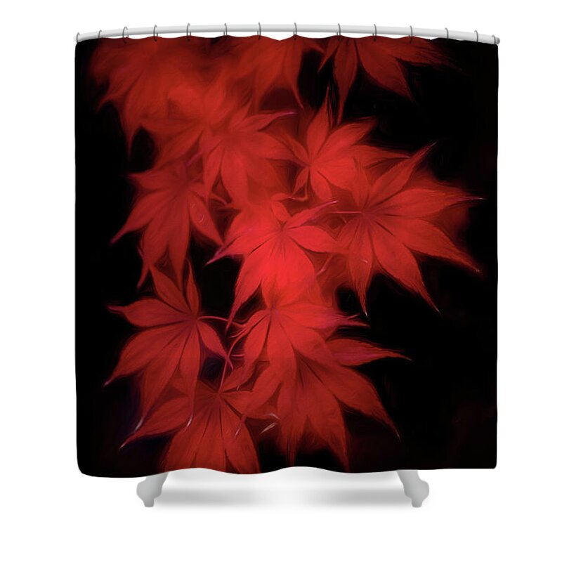 Red Shower Curtain featuring the photograph Much Wind in the Leaves by Philippe Sainte-Laudy