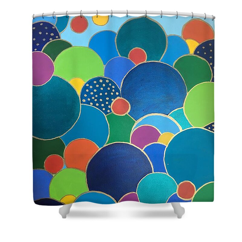 Bubbles Shower Curtain featuring the painting Multi-color Bubbles by Debora Sanders