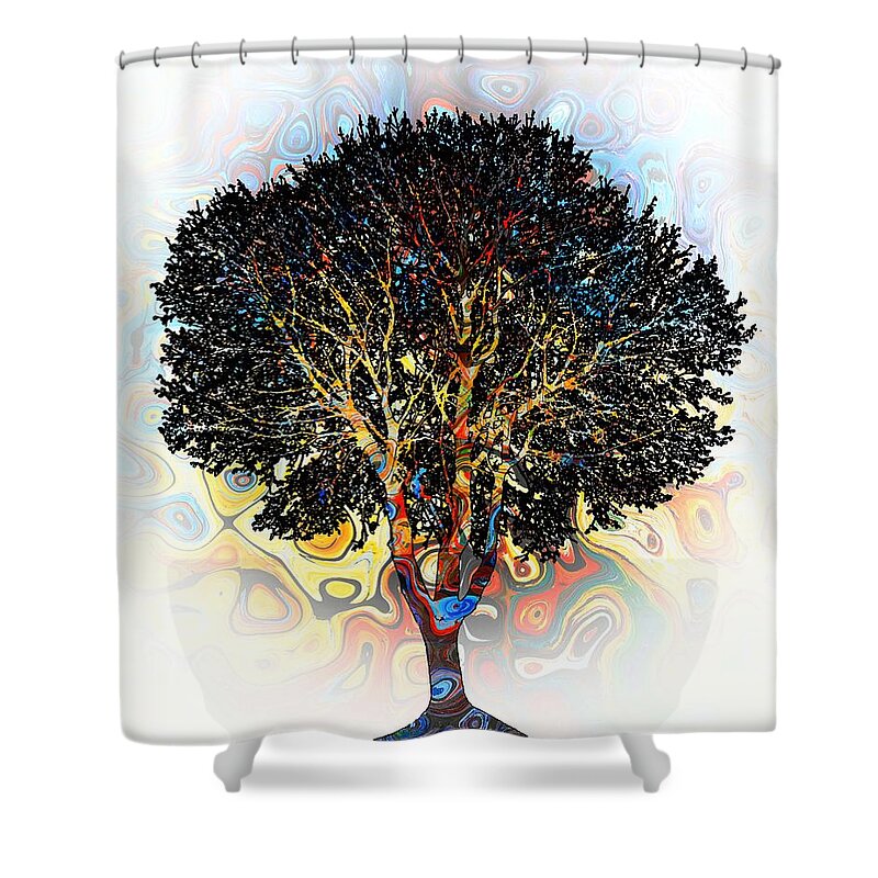 Tree Shower Curtain featuring the digital art Multicolor Tree Design 198 by Lucie Dumas