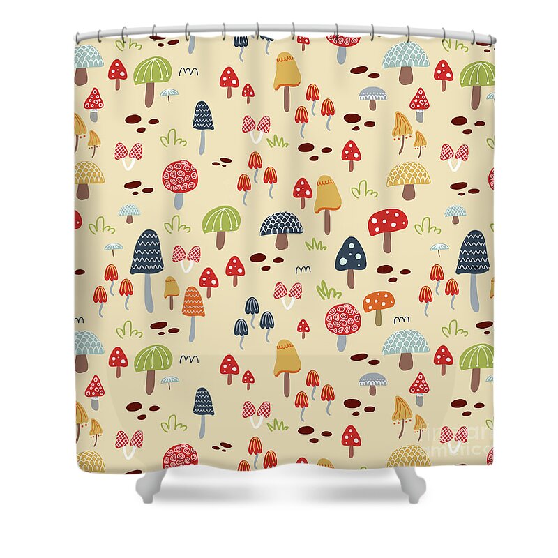  POSLAB Mushroom Shower Curtain Modern Minimalistic