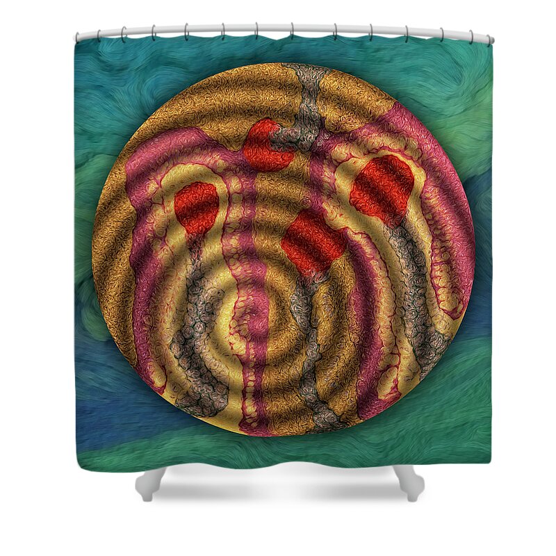 Abstract Experimentalism Shower Curtain featuring the digital art Musical Cherries by Becky Titus